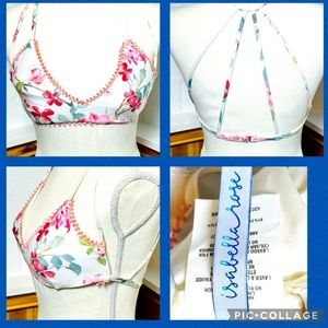 Floral Bikini Top - White and Pink